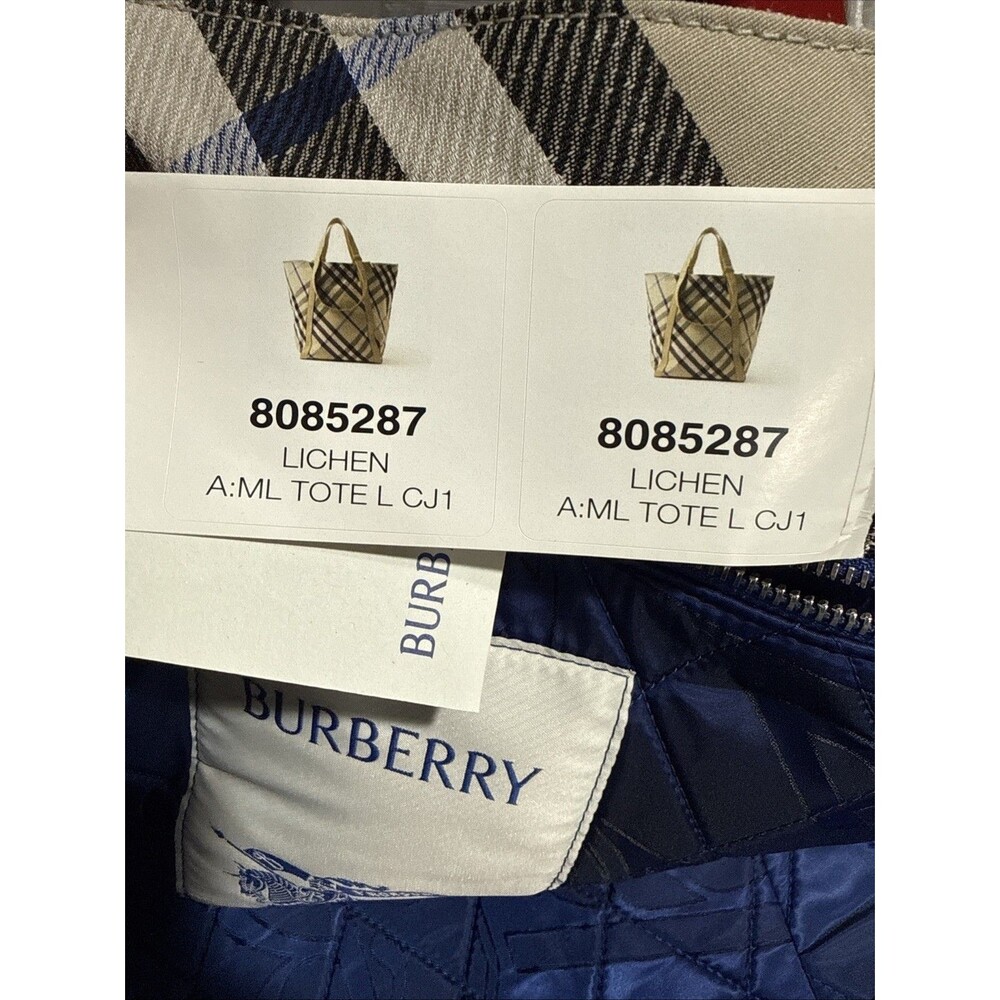 Burberry Check Canvas Large Tote Shoulder Bag Lichen Brown Check 8085287 Italy - Picture 5 of 7